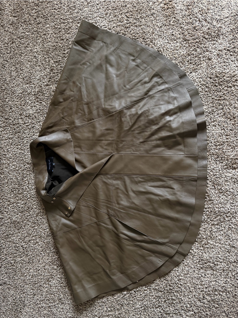 Lafayette 148 Leather Cape Poncho Pullover Brown One Size - Picture 2 of 12